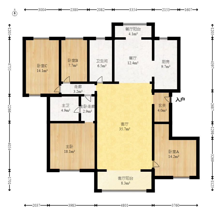 华天苑 4室2厅2卫 168.0万 华天苑 4室2厅2卫 168.0万户型图