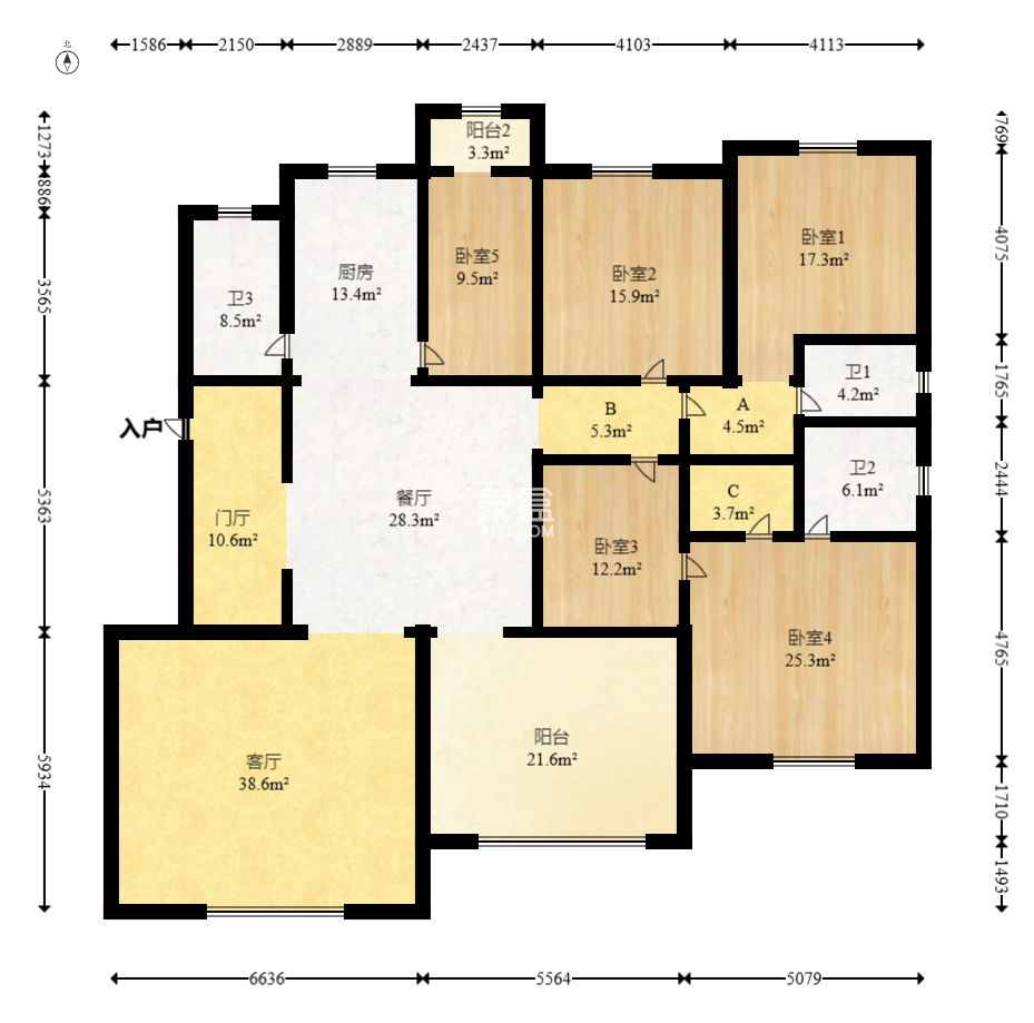 柠檬丽都  5室2厅2卫    198.0万