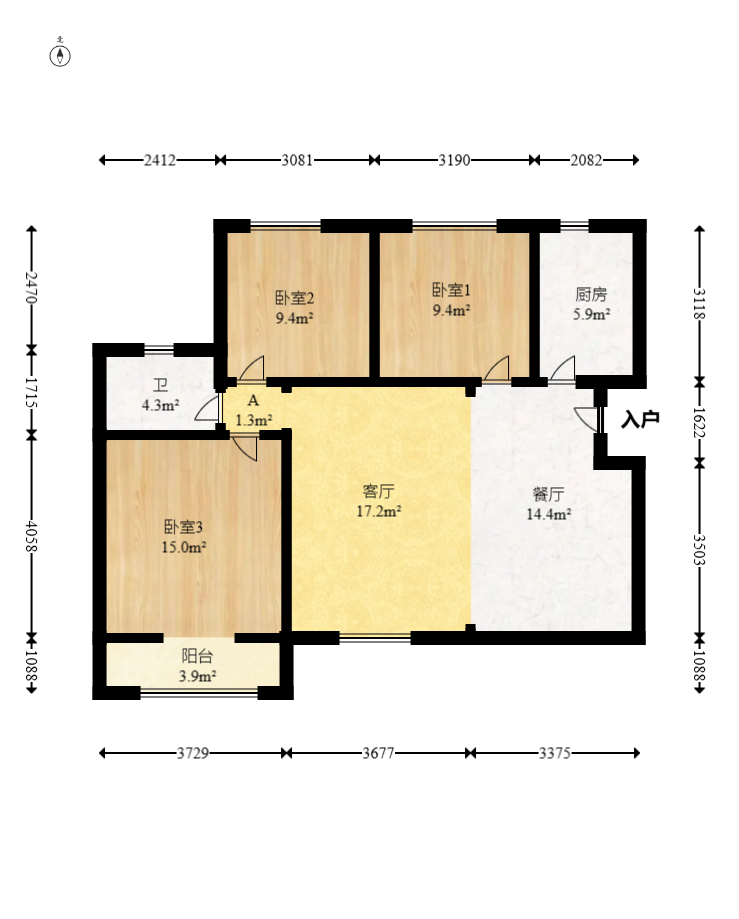 童话里  3室2厅1卫   73.00万室内图1