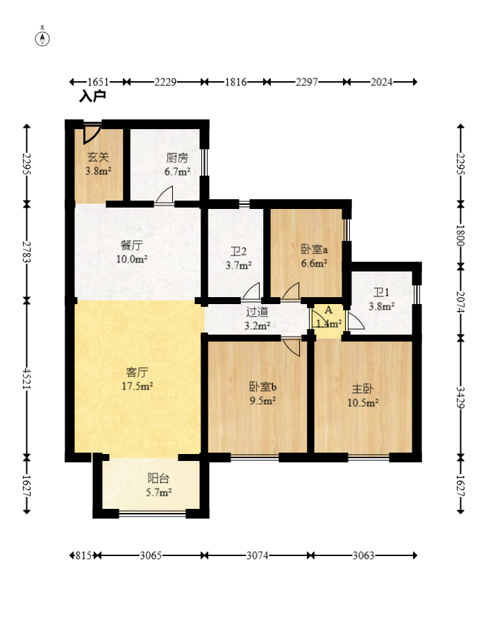时代年华  3室2厅2卫   82.00万室内图1