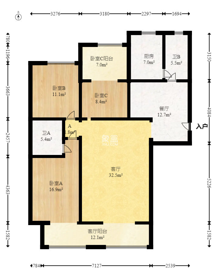 八方小区C区  3室2厅2卫   387.00万