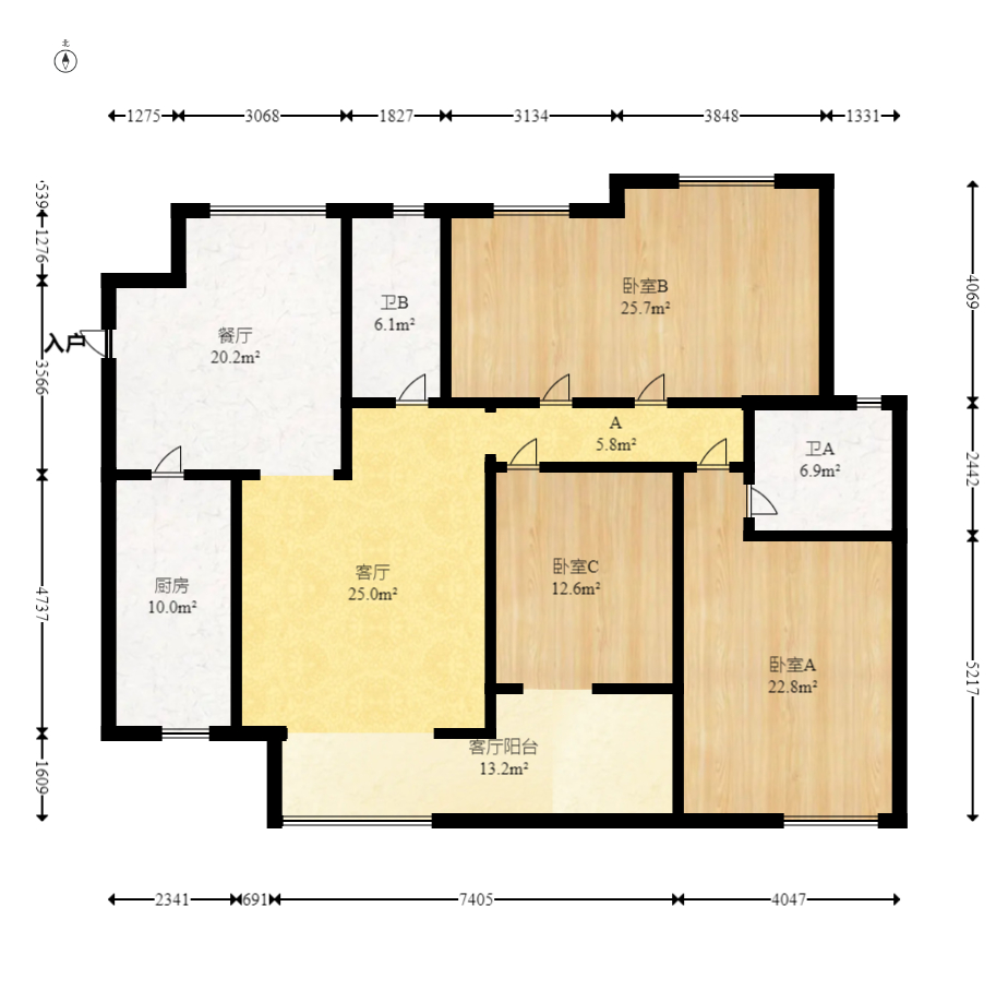 八方小区C区  4室2厅2卫   480.00万室内图1