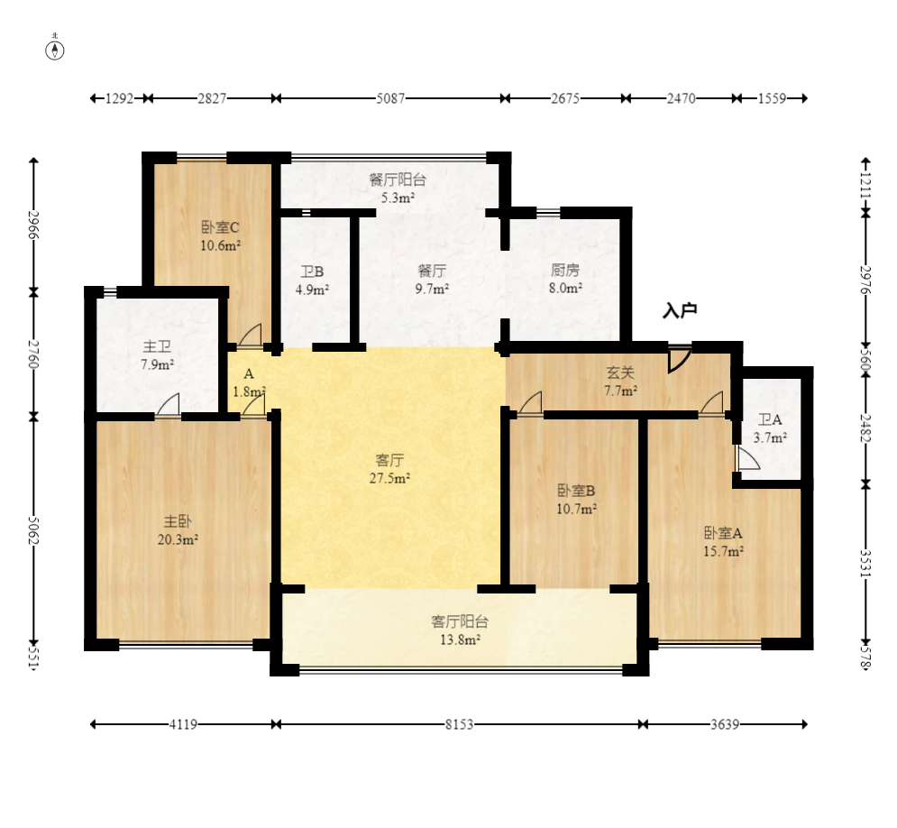滨江府1913  4室2厅3卫    450.0万 滨江府1913  4室2厅3卫    450.0万户型图