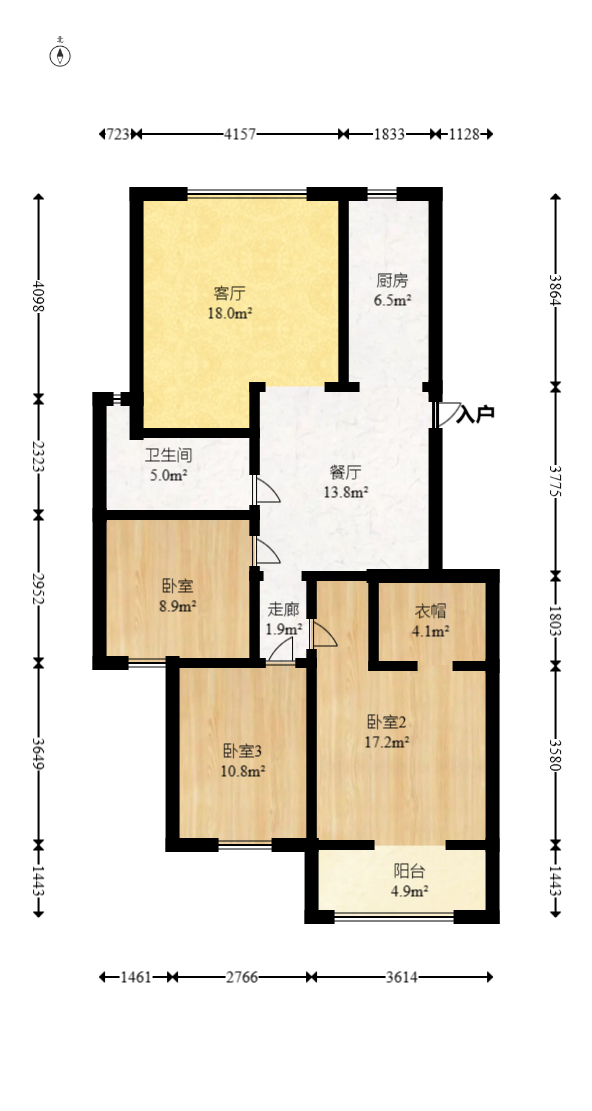 东岸锦城(东方人家) 3室2厅1卫 67.8万 东岸锦城(东方人家) 3室2厅1卫 67.8万户型图