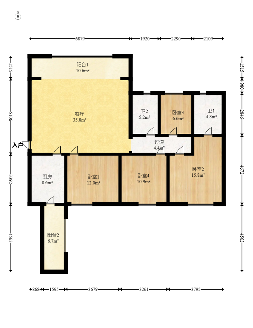万润滨江天著 4室2厅2卫 132.0万 万润滨江天著 4室2厅2卫 132.0万户型图
