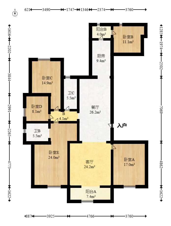 富兴时代御城  4室2厅3卫   360.00万室内图1