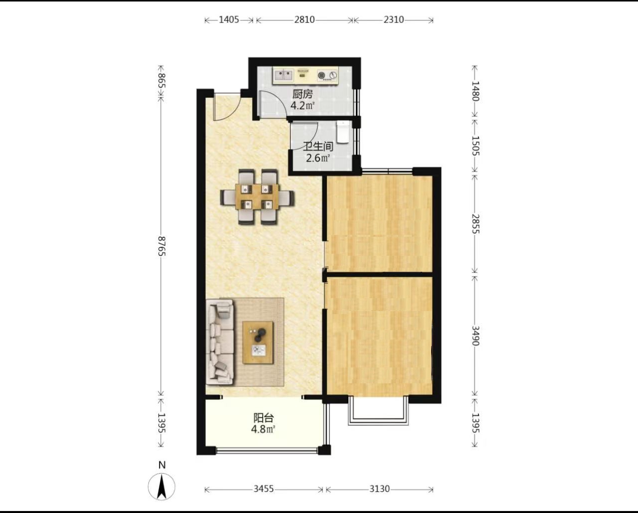 亿都时光 2室2厅1卫 60.0万 亿都时光 2室2厅1卫 60.0万室内图