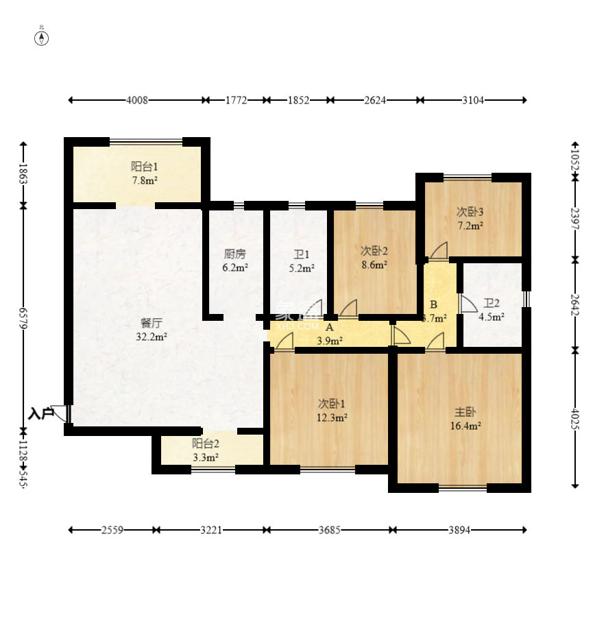 恒大翡翠华庭  4室2厅2卫    118.0万