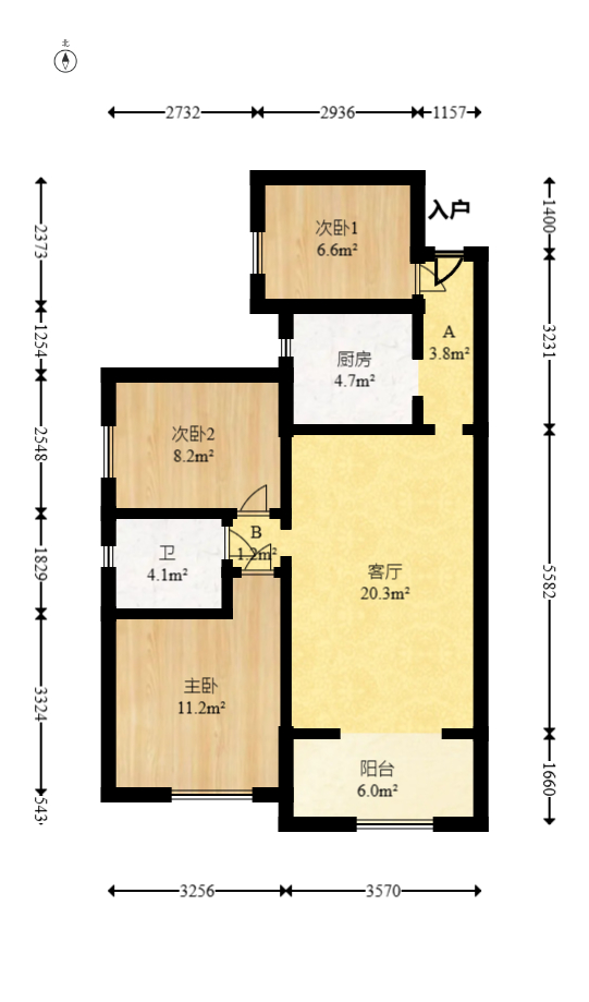 印山蓝色海岸  3室2厅1卫   66.00万室内图1
