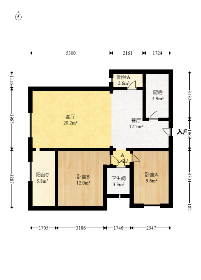 金谷豪庭 2室1厅1卫 50.00万 金谷豪庭 2室1厅1卫 50.00万户型图