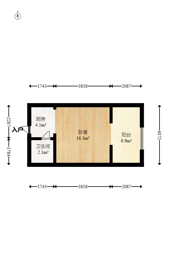 橘郡礼顿山  1室1厅1卫   22.00万室内图1