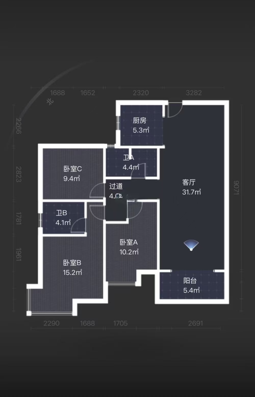 提香蓝岸  3室2厅2卫    45.8万室内图1