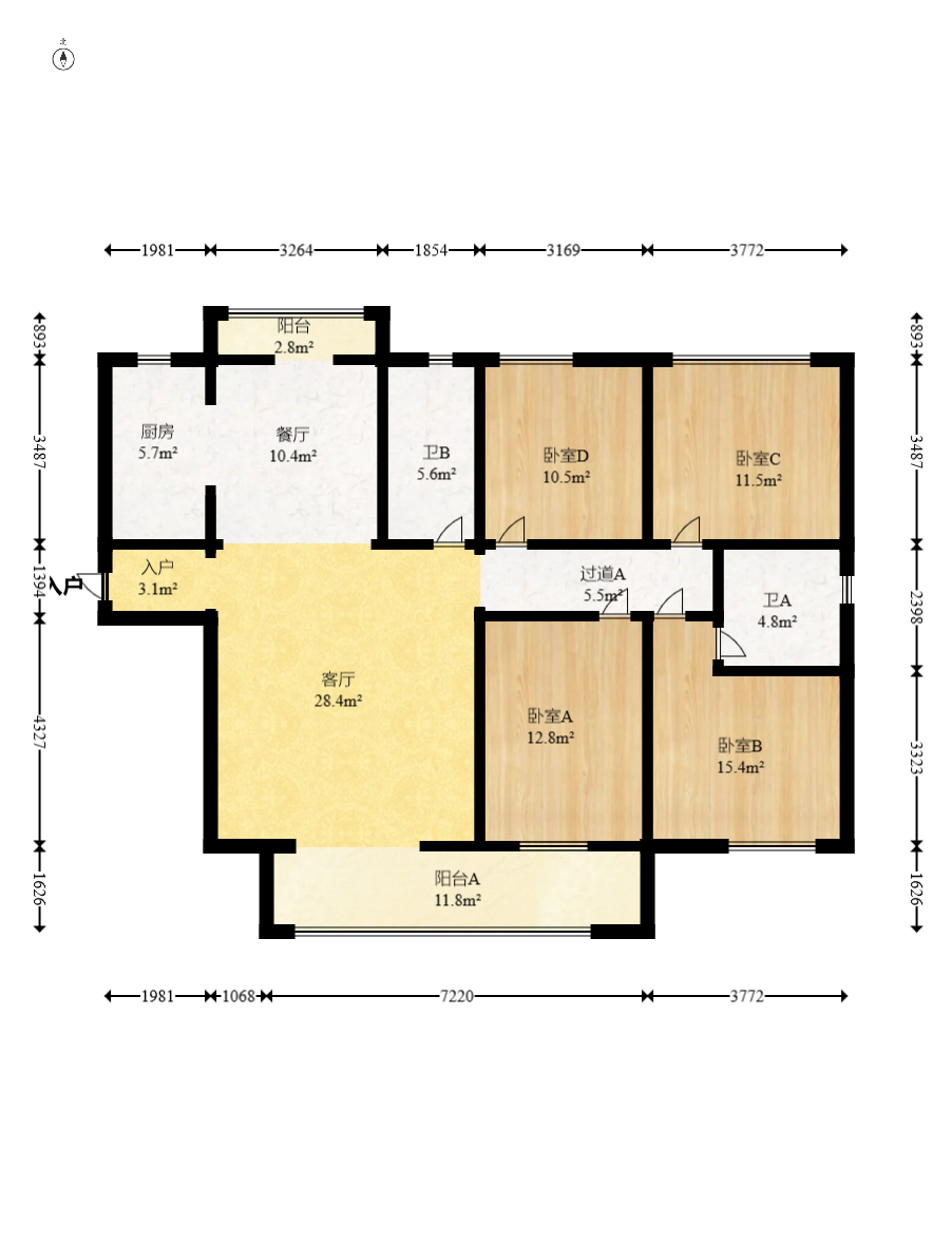 中建嘉和城  4室2厅2卫   145.00万室内图1
