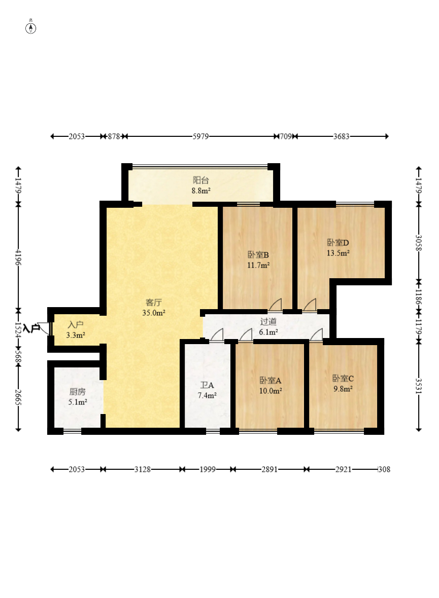 中建嘉和城  4室2厅2卫   108.00万室内图1