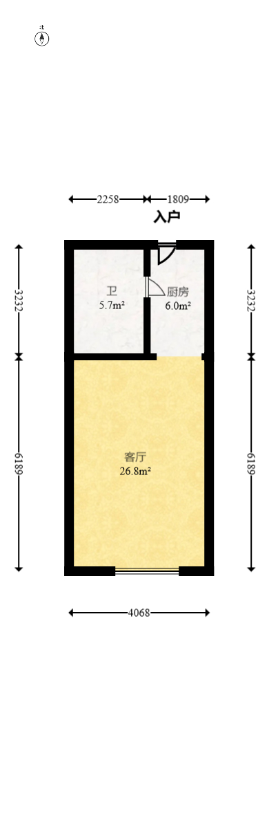 沁园春御院  1室1厅1卫   45.80万室内图1