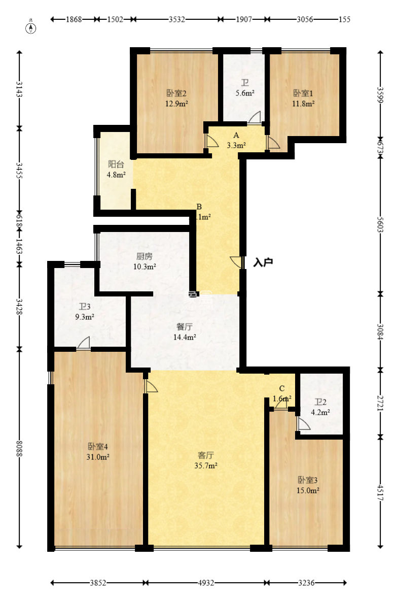 红橡春园  4室2厅3卫   318.00万