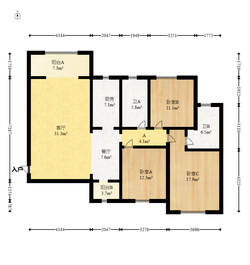 恒大雅苑 3室2厅1卫 108.0万 恒大雅苑 3室2厅1卫 108.0万户型图
