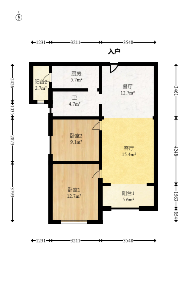 长盛岚庭  2室1厅1卫   70.00万室内图1