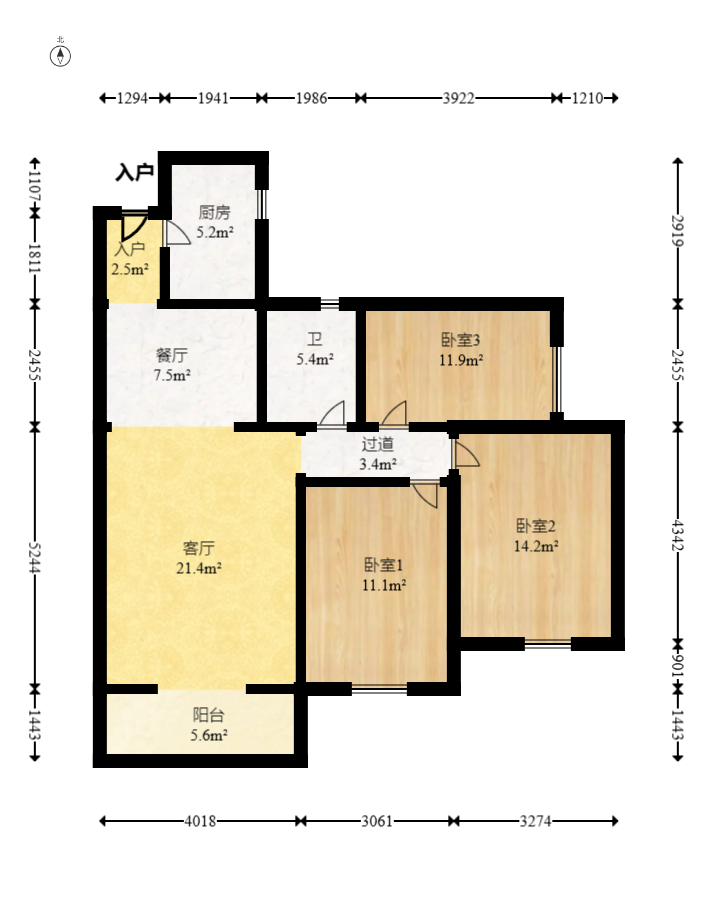江河双水湾  3室2厅1卫    75.0万 江河双水湾  3室2厅1卫    75.0万户型图