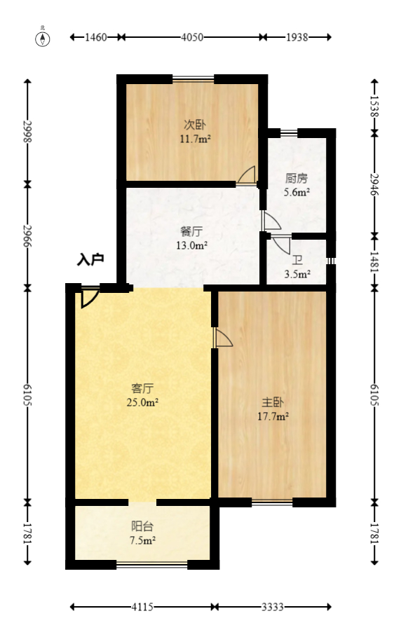 友谊社区（建湘瓷厂住宅小区）  2室2厅1卫   66.00万室内图1