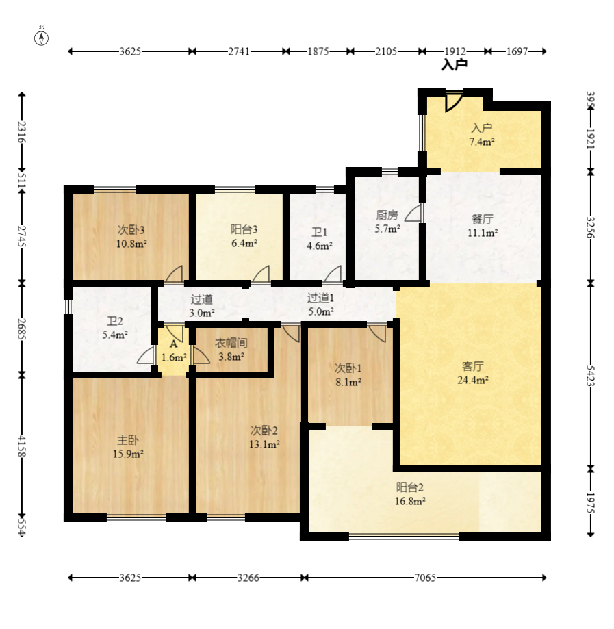 珠江花城三期锦鲤  3室2厅2卫    129.0万 珠江花城三期锦鲤  3室2厅2卫    129.0万户型图