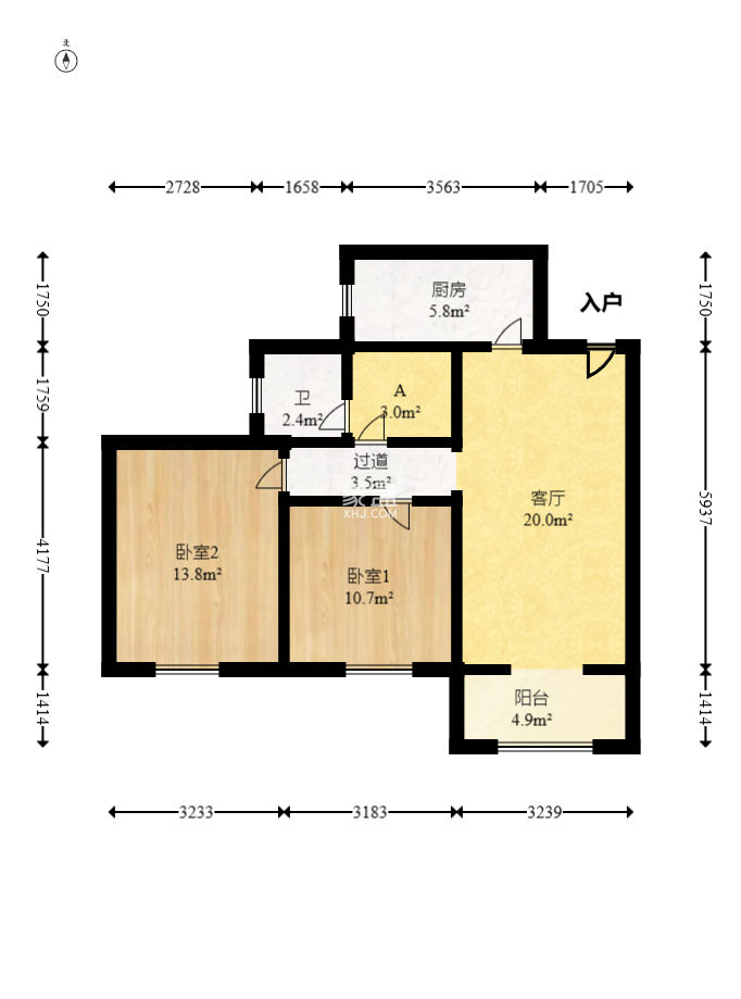 东方银座（东方摩卡）  2室2厅1卫    52.0万
