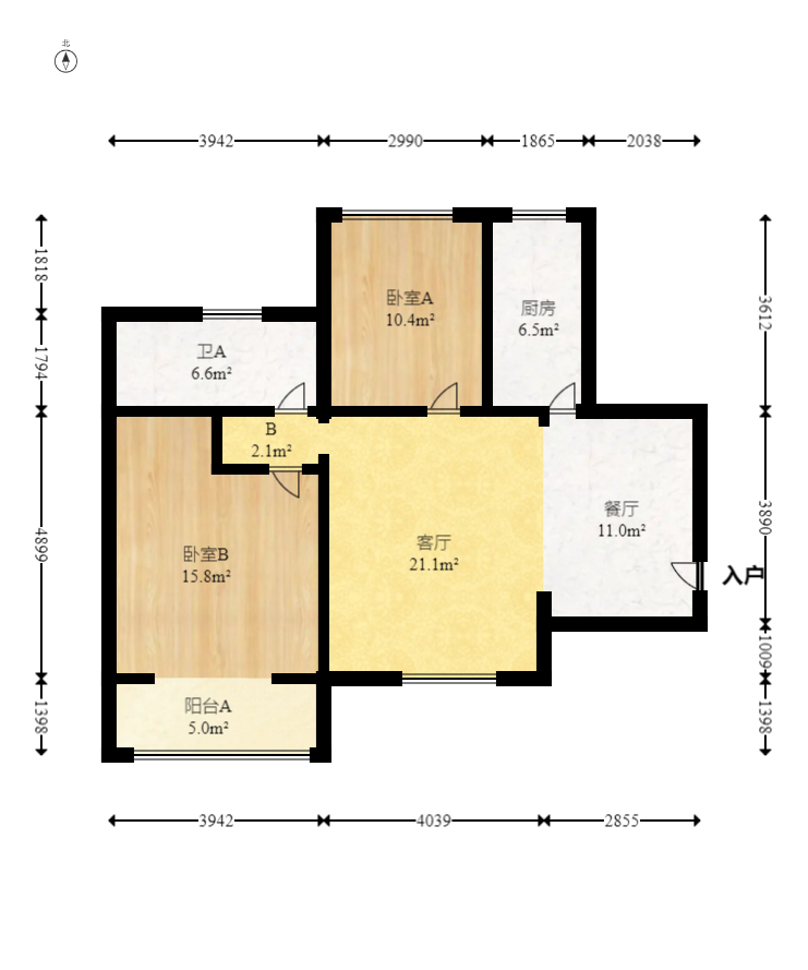 利璞大厦 2室1厅1卫 59.0万 利璞大厦 2室1厅1卫 59.0万户型图