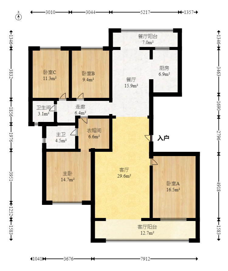 北辰中央公园辰玺洋房区  4室2厅2卫    213.0万 北辰中央公园辰玺洋房区  4室2厅2卫    213.0万户型图