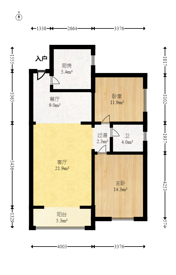 恒广国际景园一二区 2室2厅1卫 58.0万 恒广国际景园一二区 2室2厅1卫 58.0万户型图