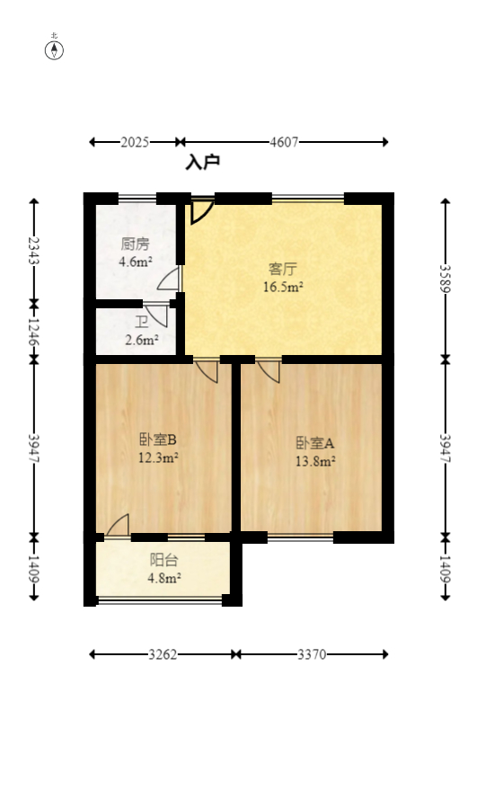 东风路散盘 2室1厅1卫 45.0万 东风路散盘 2室1厅1卫 45.0万户型图