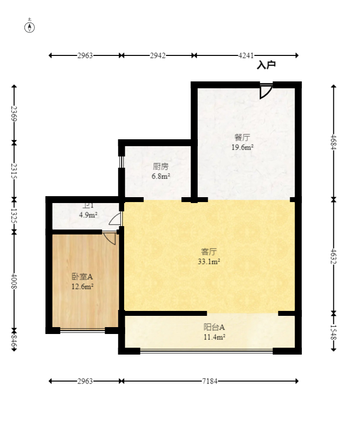 建发玖洲观澜  4室2厅2卫   168.00万室内图1