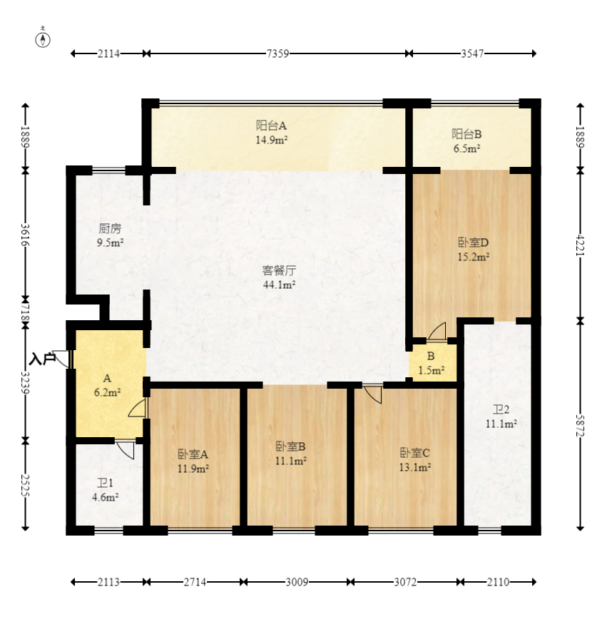 轨道万科悦府  4室2厅2卫   225.00万室内图1