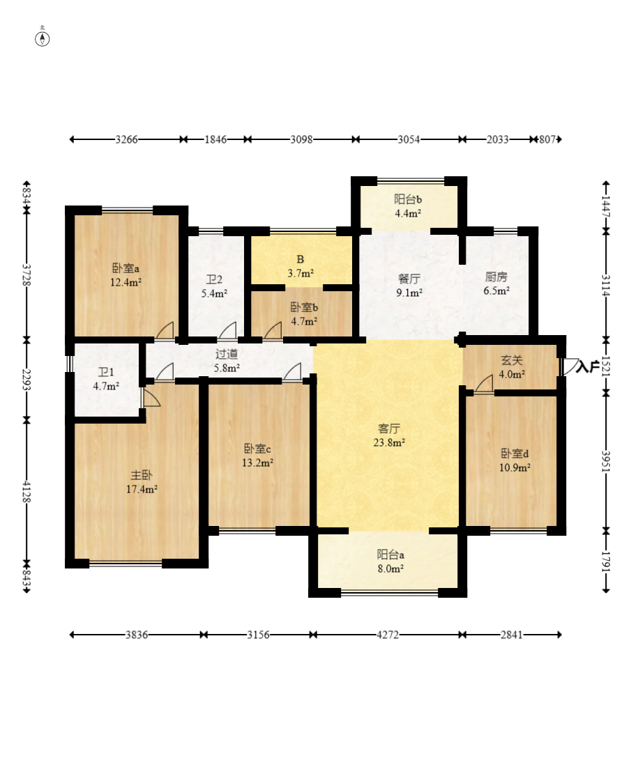 润和雅郡(润和紫郡六期) 4室2厅2卫 106.0万 润和雅郡(润和紫郡六期) 4室2厅2卫 106.0万户型图