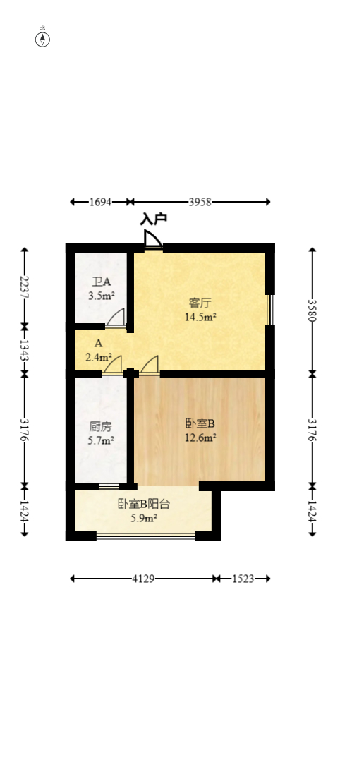 中交里城  1室1厅1卫   39.80万室内图1