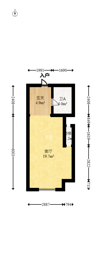 北辰时光里  2室1厅1卫   35.00万