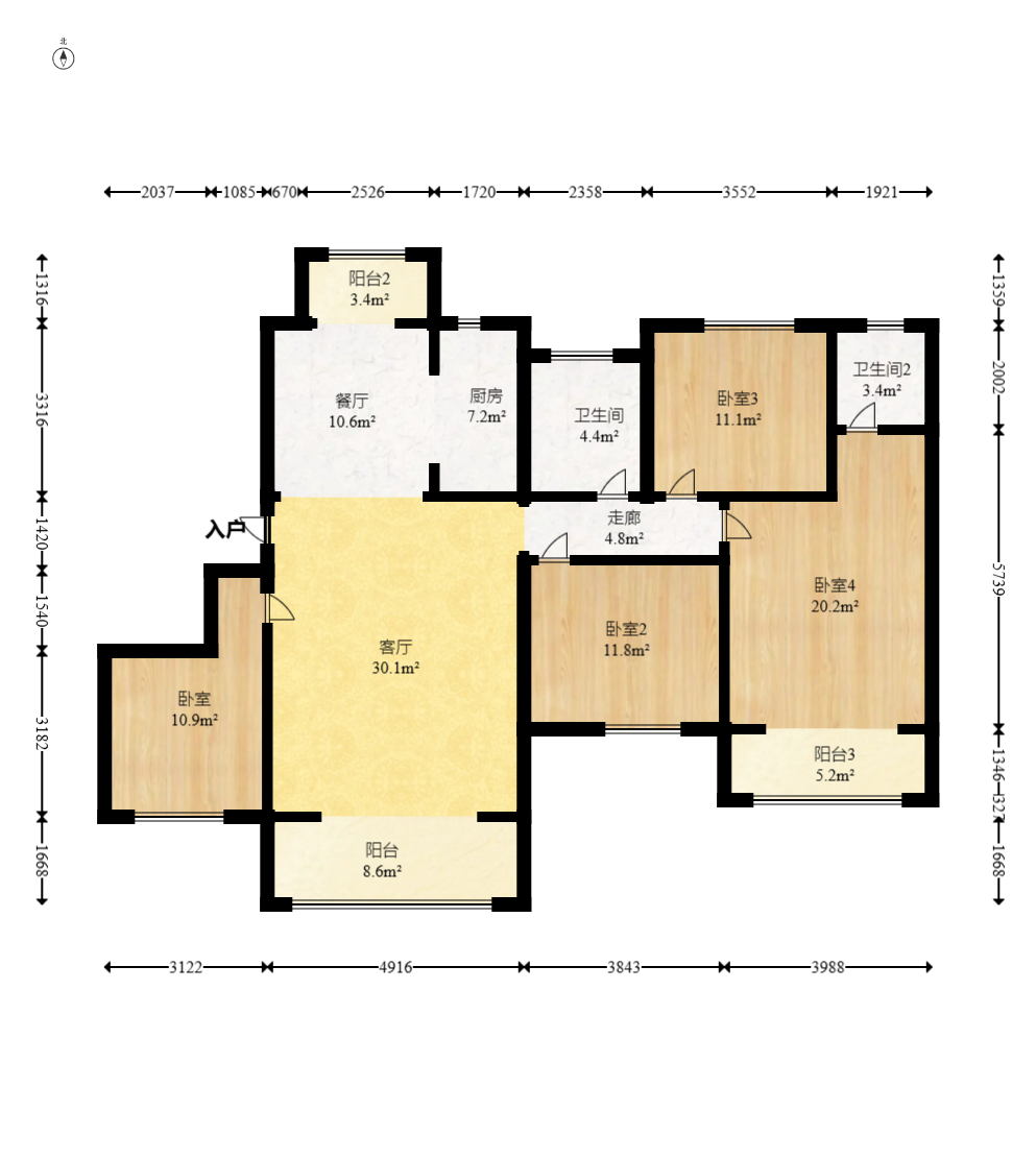 湘预家园  4室2厅2卫    105.8万 湘预家园  4室2厅2卫    105.8万户型图