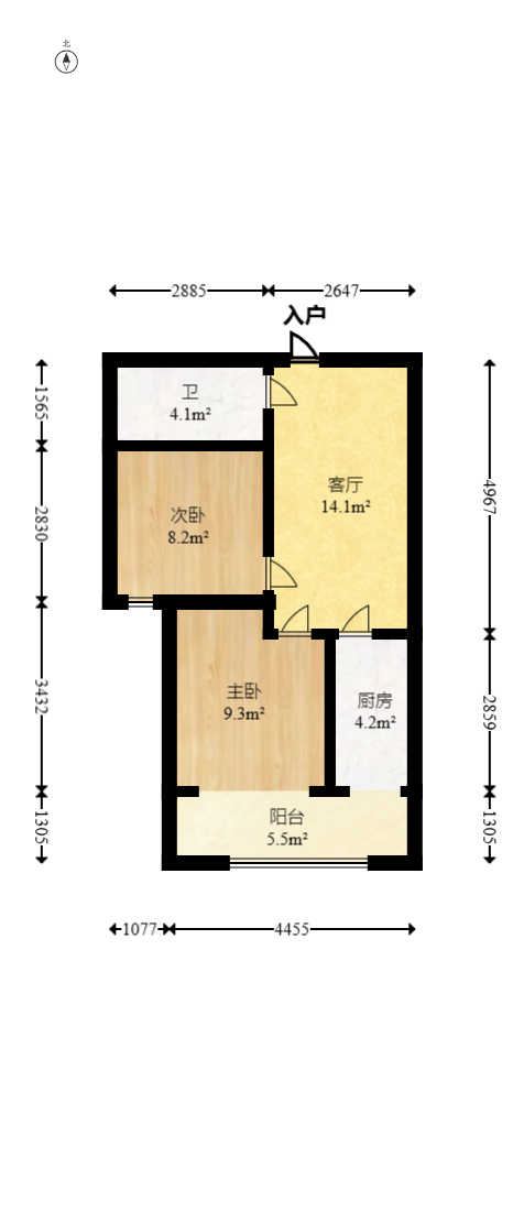 恒基凯旋门三期  2室1厅1卫   49.80万室内图1