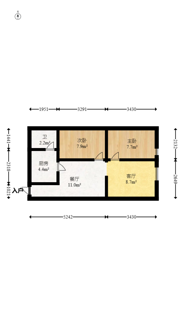 天和华城 2室1厅1卫 39.8万 天和华城 2室1厅1卫 39.8万户型图