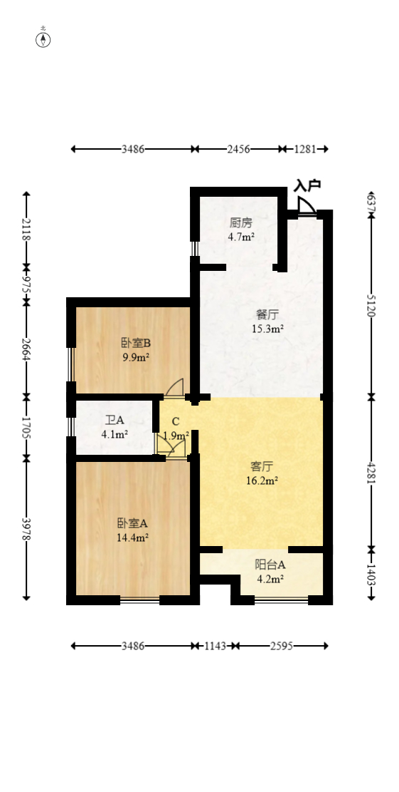 湘府十城（汇财御景湾新寓,汇财国际）  2室2厅1卫   70.00万室内图1