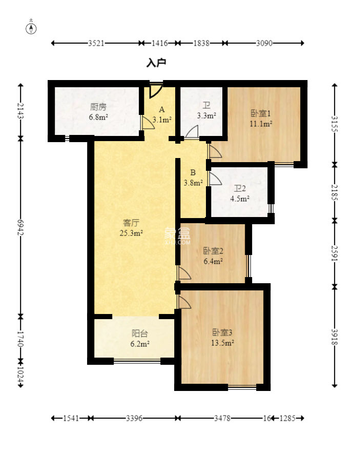 建发中央悦府  3室2厅2卫   120.00万