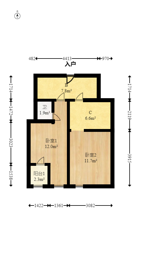 凯轩云顶  1室1厅1卫   29.00万室内图1