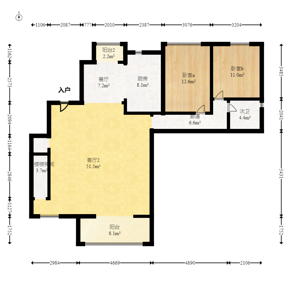 汉唐世家二期  4室2厅2卫   135.00万室内图1