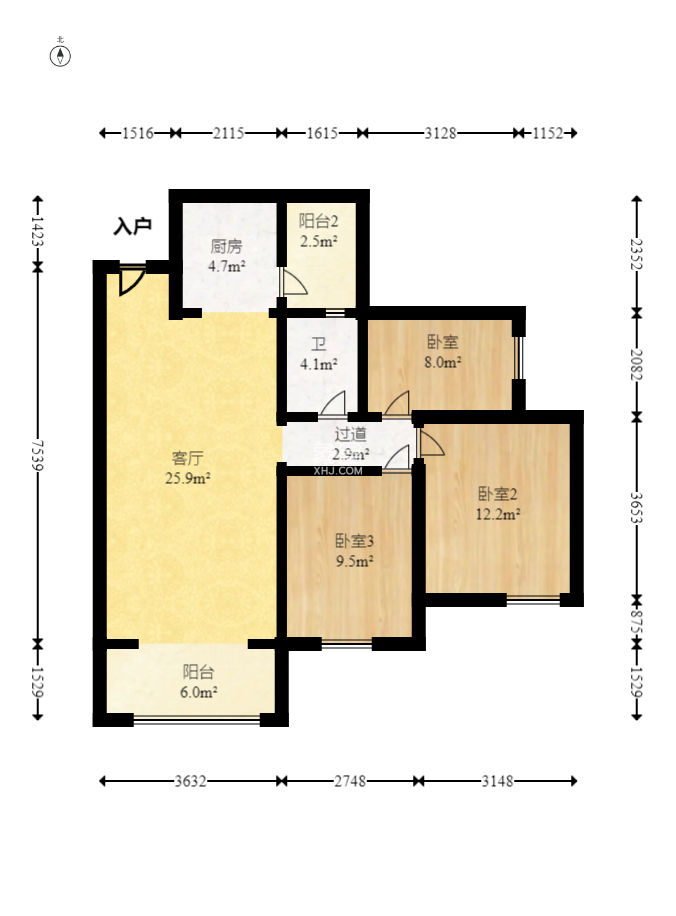 长房云时代  3室2厅1卫   76.00万