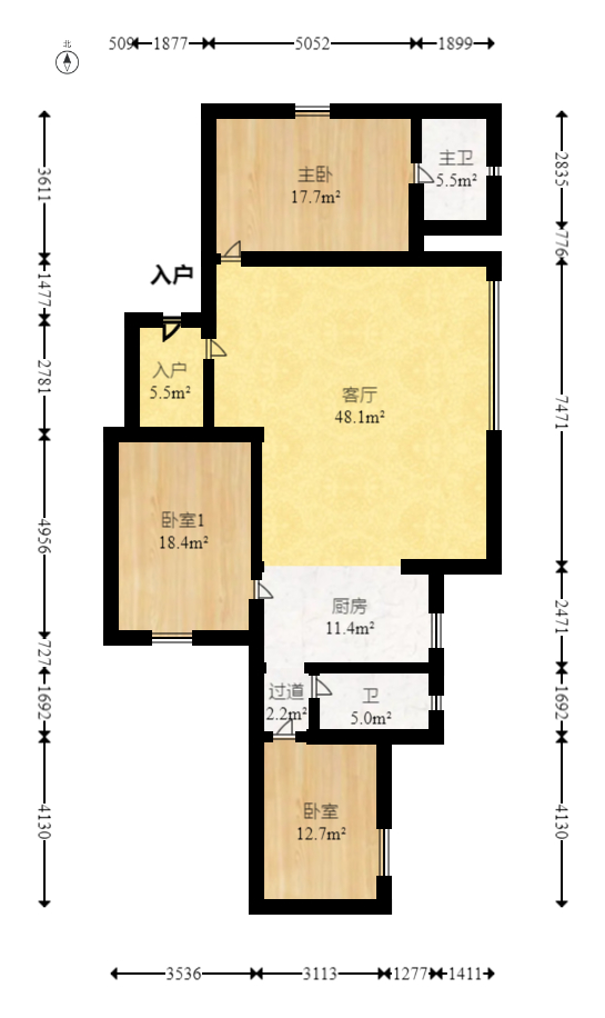 迎宾大厦  3室2厅2卫   133.00万室内图1
