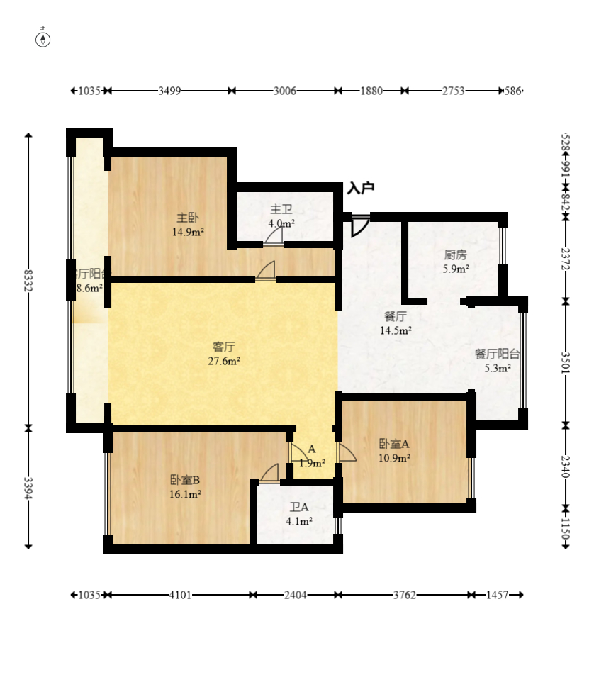 郡原广场 3室2厅2卫 138.0万 郡原广场 3室2厅2卫 138.0万户型图