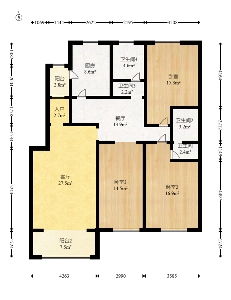 稻和家园  3室2厅1卫   115.80万室内图1