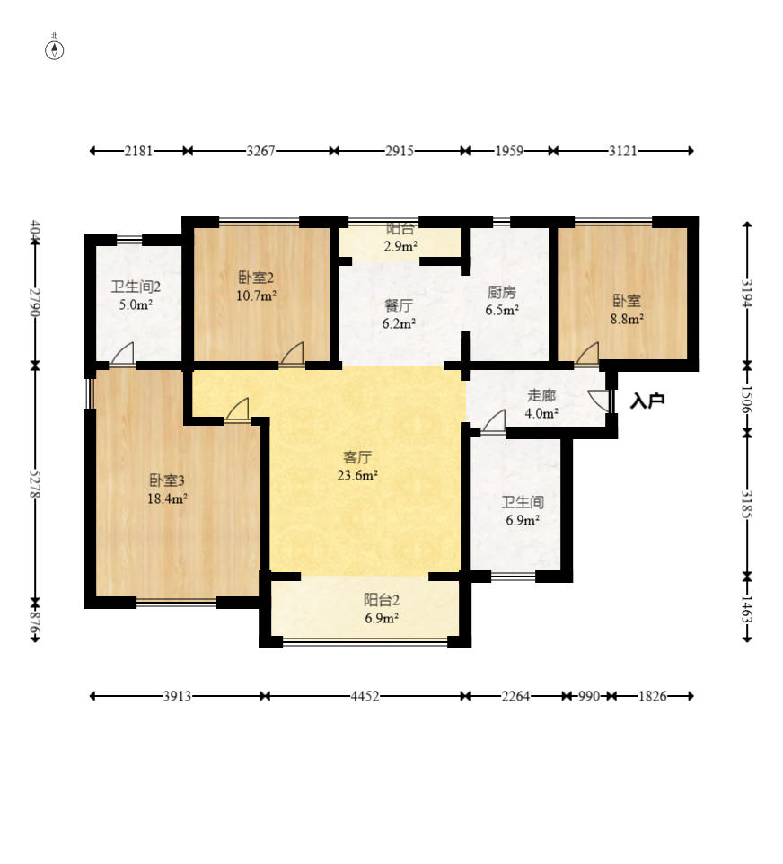 中交中央公园D2区  3室2厅2卫   130.00万室内图1