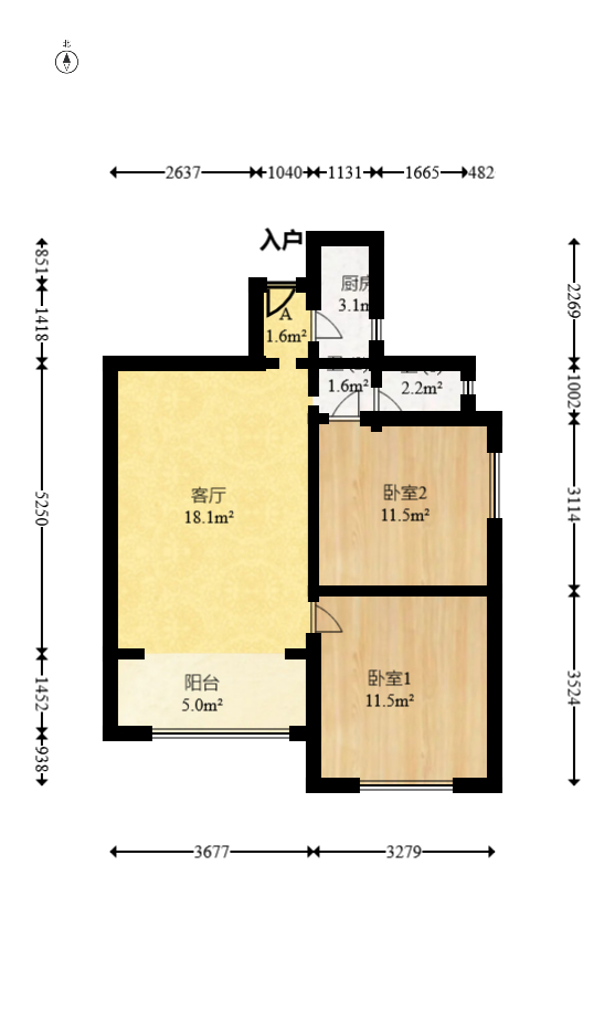 晨兴家园  2室1厅1卫   75.00万室内图1