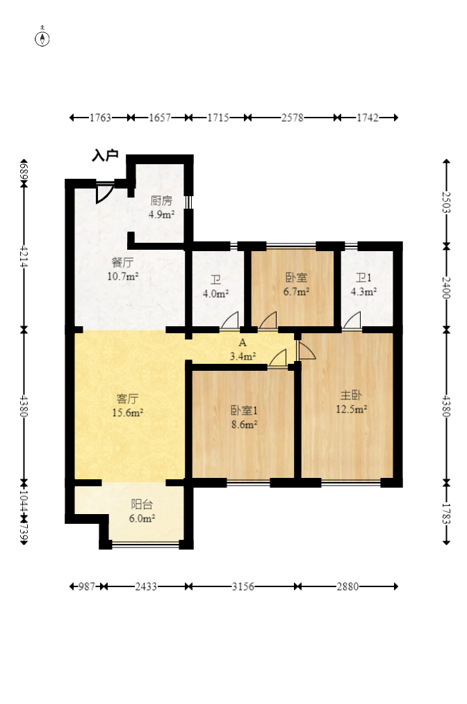 碧桂园翘楚棠 3室2厅2卫 70.0万 碧桂园翘楚棠 3室2厅2卫 70.0万户型图
