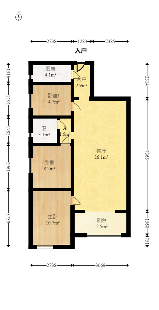 保利香槟国际  3室2厅1卫   61.50万室内图1